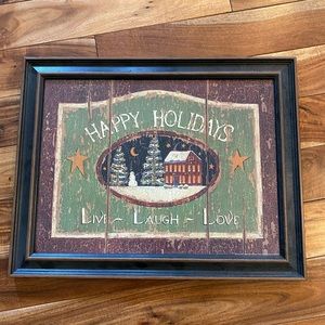 Happy Holidays Framed Rustic Decor Christmas
